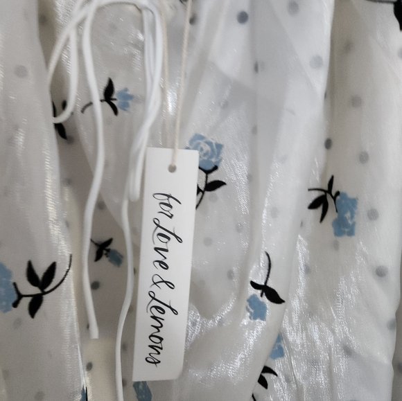 NWT For Love & Lemons Marcella Floral Long Sleeve Sheer Puff Sleeve Mini Dress - Picture 7 of 9